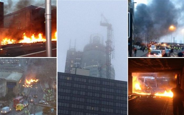 Крушение вертолета в центре Лондона (21 фото + 2 видео)